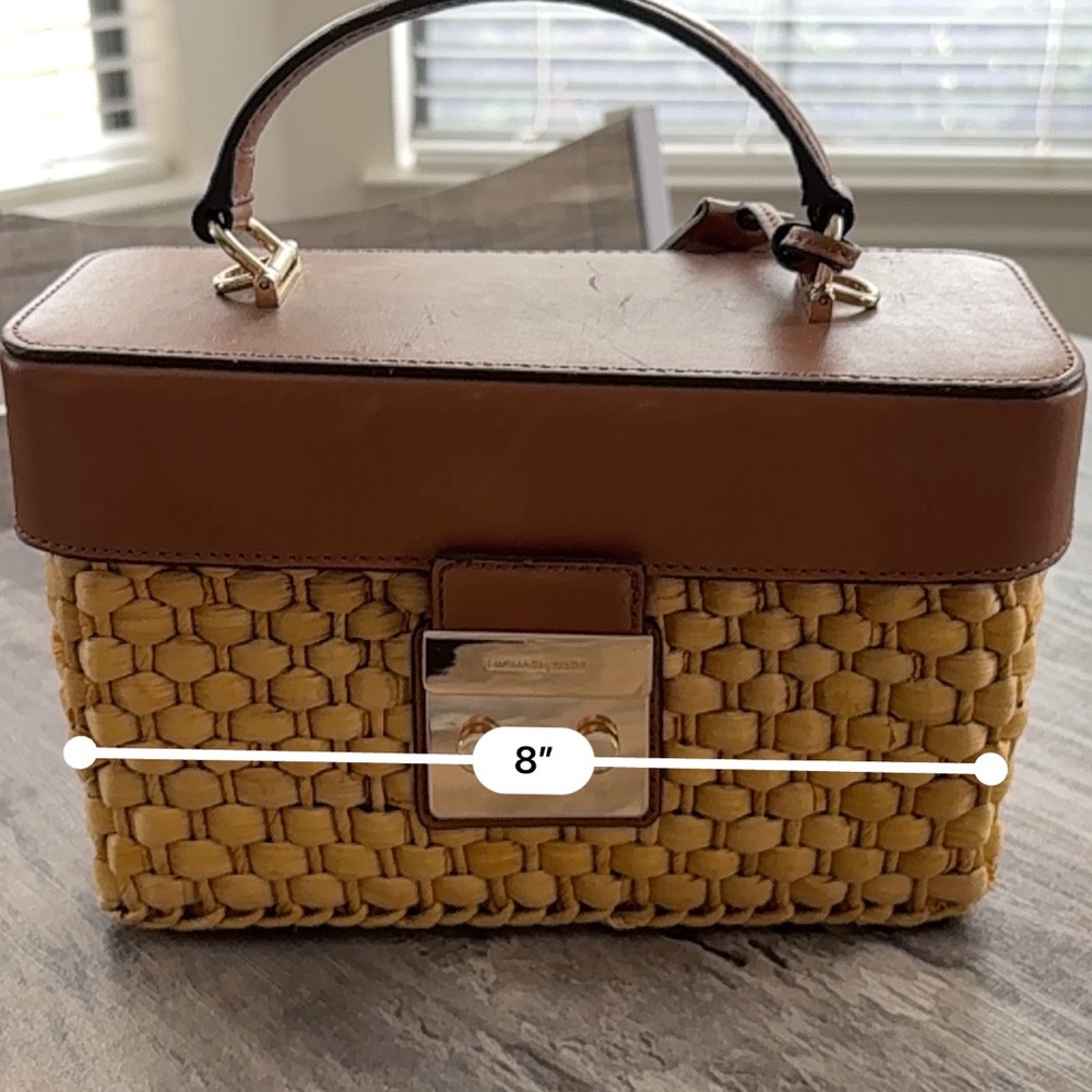 Brown and Tan Woven Handbag